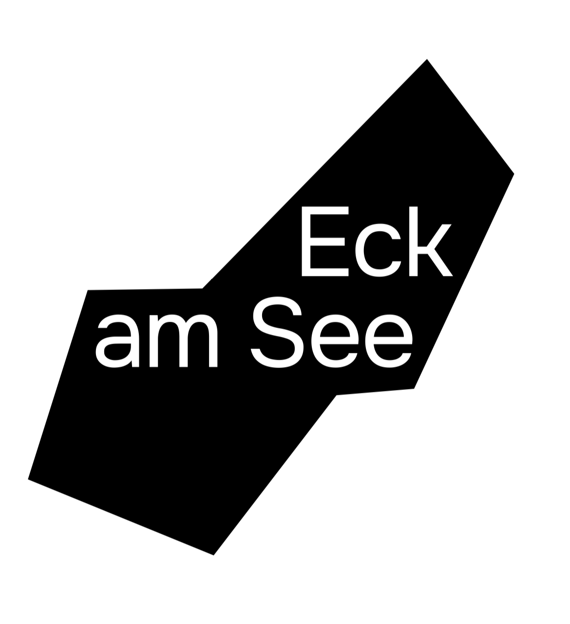 Das Logo von Eck am See zeigt die Silhouette des Eckensees und den Schriftzug "Eck am See"