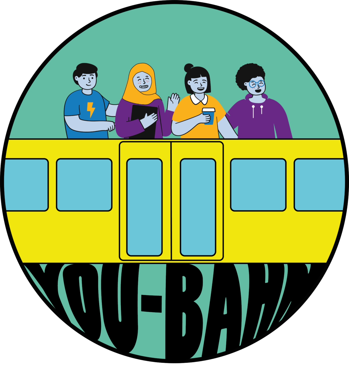 Das Logo des Projekts zeigt eine U-Bahn und junge Menschen